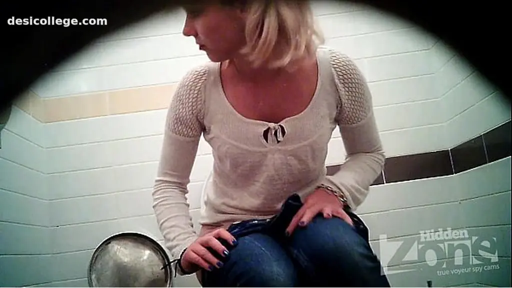 Amateur Successful voyeur video of the toilet. View from the two cameras.