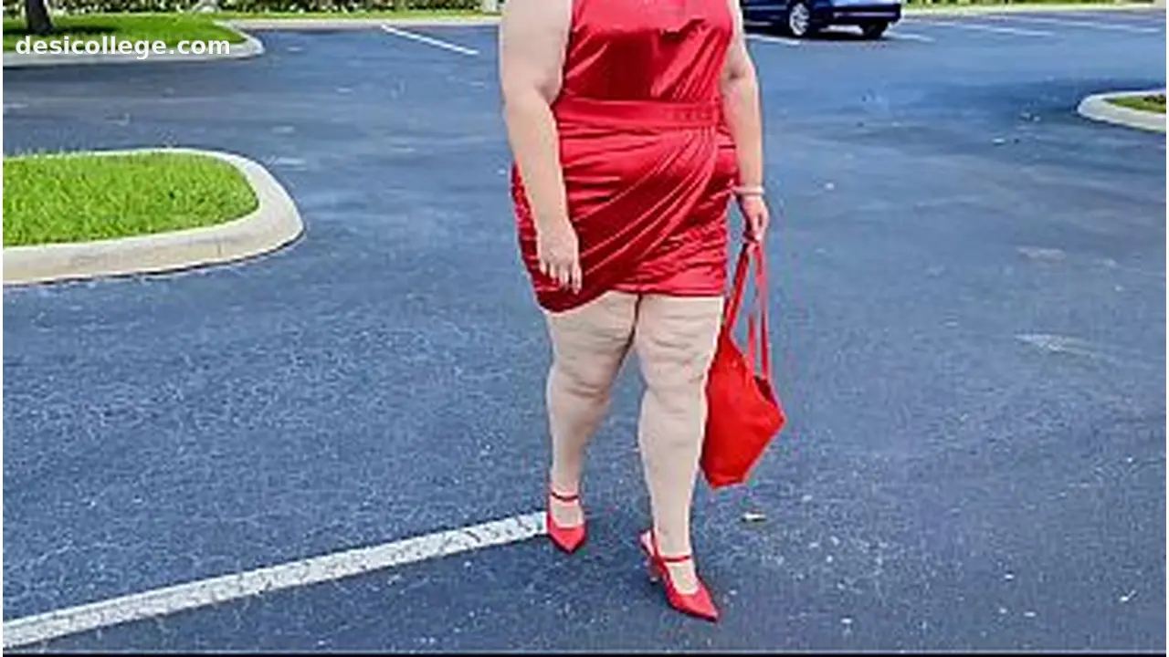 Caught Beautiful woman walking outdoors in public parking lot showing off for strangers
