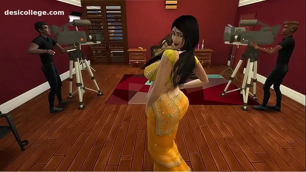 Desi Desi Aunty Manju teasing horny guys by wearing a sexy yellow saree