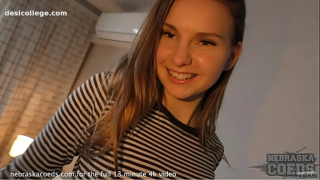 Full HD new girl 19yo with braces first time in studio