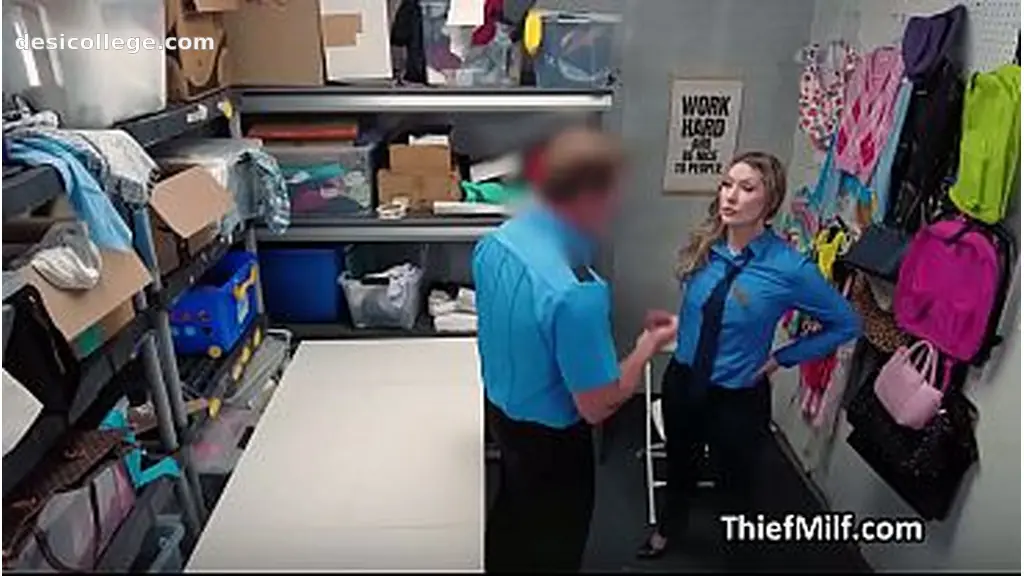 New Guilty Female Security Guard Pleasures Coworker for His Silence