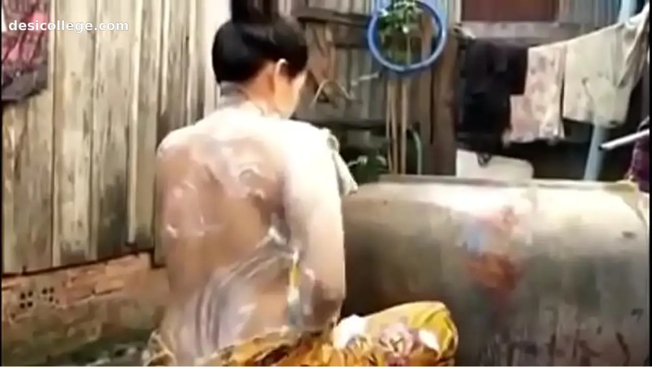 Uncut Beautiful Lady Bathing at home part 2