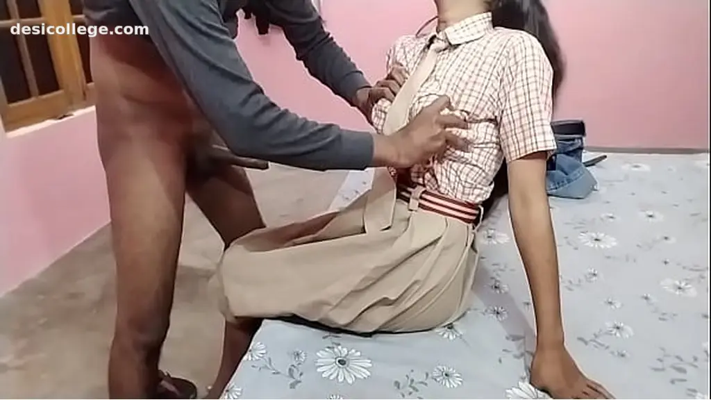 Uncut Indian cute desi village college girl come to my home and fucking with big cock