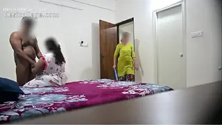 4K Blowjob and hardcore fucking with wife while maid cleaning room
