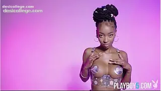 Caught Big booty and tits black teen model SaBrea Phenix with Playboy
