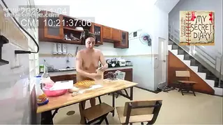 Caught Naked Cooking. Nudist housekeeper, Nakedbakers. Nude maid. Naked housewife. L1
