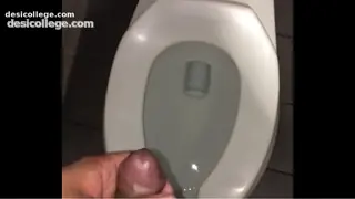 Cumming in public bathroom