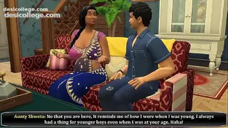 Desi Saree widow aunty got fucked by her son& friend