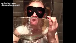 Drinking a glass bowl of piss and enjoying every drop