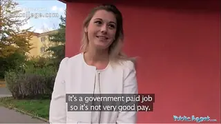 Exclusive Public Agent Sexy teacher Agnes White fucking in a car for extra Cash