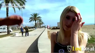 Exclusive Tourists pick up blond bitch for outdoor sex