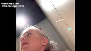 Horny in the restaurant! Fingered on the toilet to orgasm