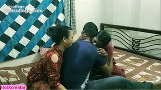 Just Leaked Indian shared her boyfriend with milf hot bhabhi !! Hot threesome sex with dirty audio