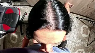 Kitchen Blowjob Surprise. Deepthroat, Cum in Mouth and Double Oral Finish