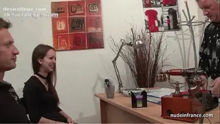 POV Amateur anal casting couch of a skinny french brunette in stockings