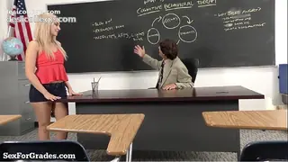 POV Hot Blonde Sucks and Fucks Her Teacher!