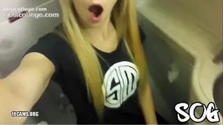 Real Blonde Public Masturbating Airplane Bathroom Real Amateur