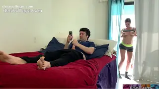 Real Voyeur stepmom fucks stepson after catching him masturbating