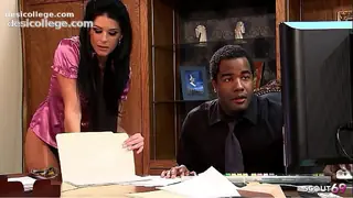 Skinny Secretary in Stockings seduce her Big Cock Black Boss to Interracial Anal Fuck
