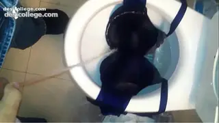 step sister blue bra getting piss on
