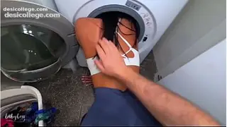Stuck Step Sister Fucked by Step Bro in Washing Machine &amp; Takes Load in Mouth