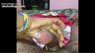 Uncut Desi randi putting condom