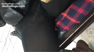 Uncut See through black tights public